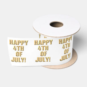 Happy 4th Of July white ribbon spool Satin Ribbon