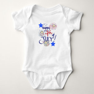 Happy 4th of July! with fireworks and stars Baby B Bodysuit