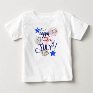 Happy 4th of July! with fireworks and stars Baby T-Shirt