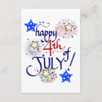 Happy 4th of July! with fireworks and stars