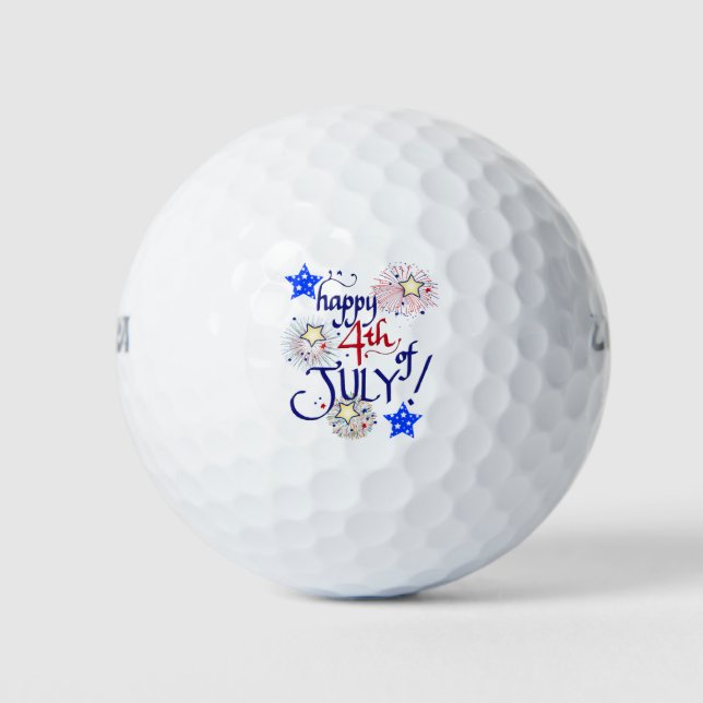Happy 4th of July! with fireworks and stars Golf Balls (Front)