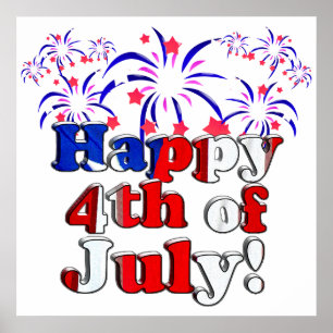 Happy 4th of July with Fireworks Poster