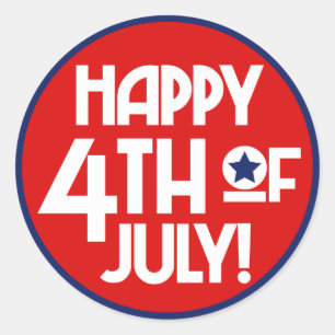 Happy 4th of July word art party sticker