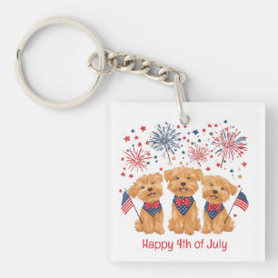 Happy 4th Of July Yorkie Dogs Keychain