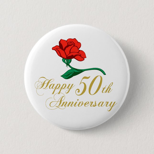 Happy 50th Anniversary 2 Inch Round Button (Front)