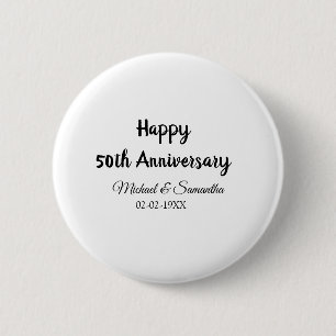 Happy 50th anniversary add couple name date weddin 2 inch round button