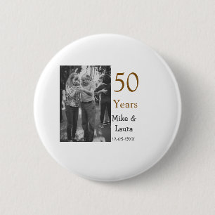Happy 50th anniversary add couple name date weddin 2 inch round button