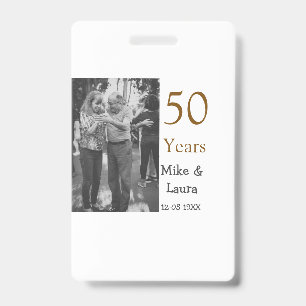 Happy 50th anniversary add couple name date weddin badge
