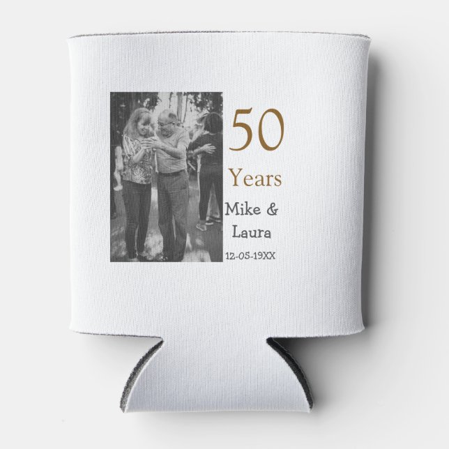 Happy 50th anniversary add couple name date weddin can cooler (Front)
