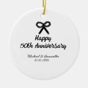 Happy 50th anniversary add couple name date weddin ceramic ornament