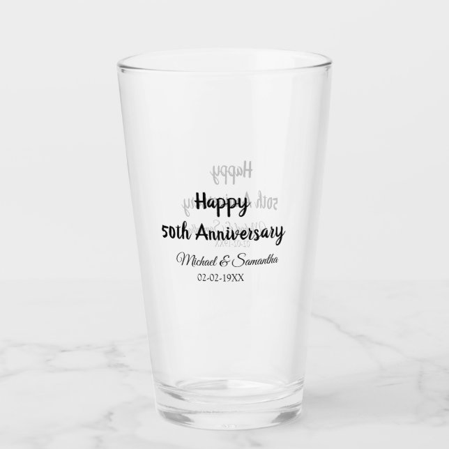 Happy 50th anniversary add couple name date weddin glass (Front)