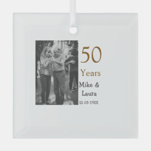 Happy 50th anniversary add couple name date weddin glass ornament