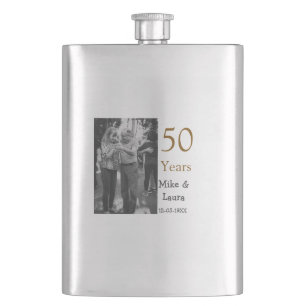 Happy 50th anniversary add couple name date weddin hip flask