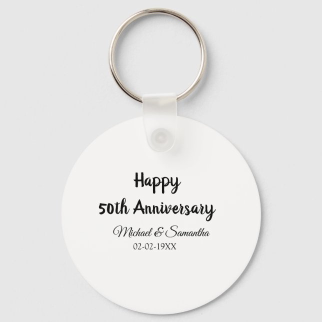 Happy 50th anniversary add couple name date weddin keychain (Front)