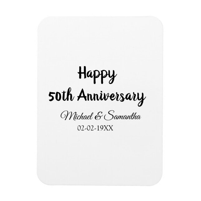 Happy 50th anniversary add couple name date weddin magnet (Vertical)
