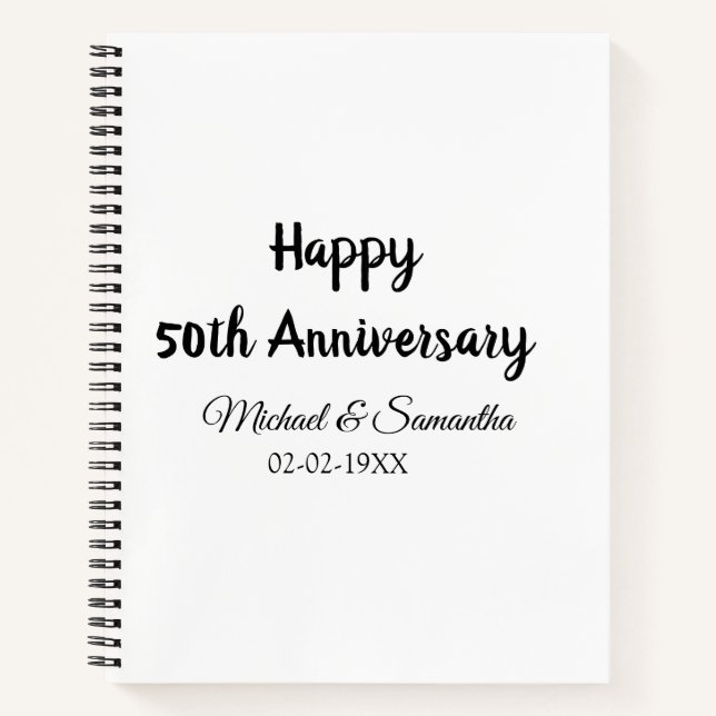 Happy 50th anniversary add couple name date weddin notebook (Front)
