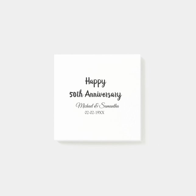Happy 50th anniversary add couple name date weddin post-it notes (Front)