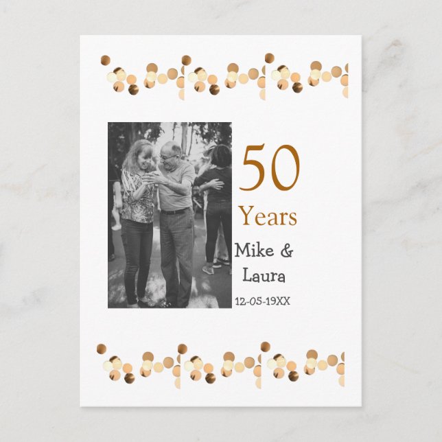 Happy 50th anniversary add couple name date weddin postcard (Front)