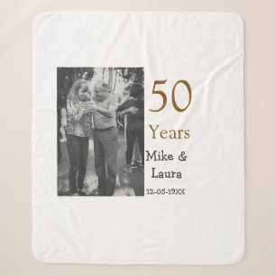 Happy 50th anniversary add couple name date weddin sherpa blanket