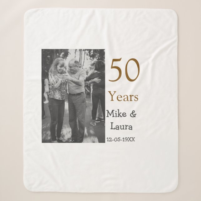 Happy 50th anniversary add couple name date weddin sherpa blanket (Front)