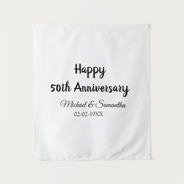 Happy 50th anniversary add couple name date weddin tapestry (Front)