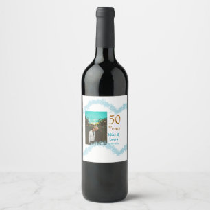 Happy 50th anniversary add couple name date weddin wine label