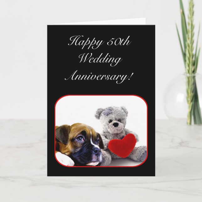 Happy 50th Anniversary Boxer Greeting Card (Front)