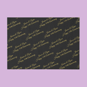 Happy 50th Anniversary DIY Names/Year, Gold Script Tissue Paper