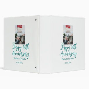 Happy 50th anniversary photo turquoise bow name da binder
