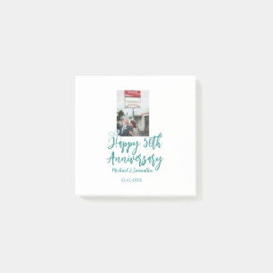 Happy 50th anniversary photo turquoise bow name da post-it notes