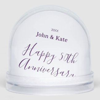 Happy 50th anniversary purple name year simple 