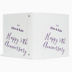 Happy 50th anniversary purple name year simple binder