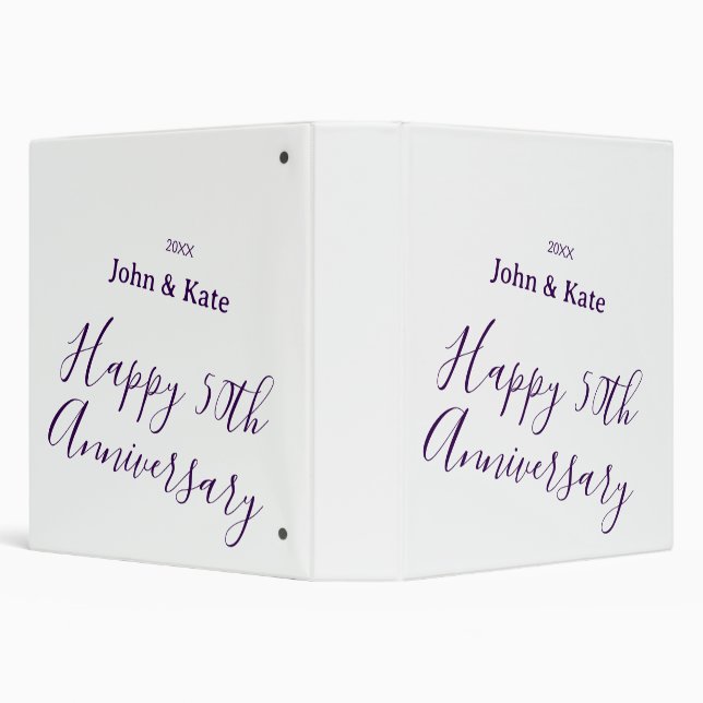 Happy 50th anniversary purple name year simple  binder (Background)