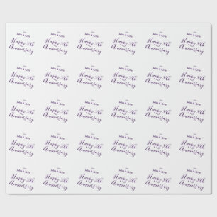 Happy 50th anniversary purple name year simple wrapping paper