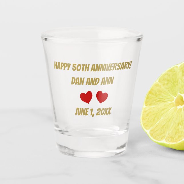 Happy 50th Anniversary Shot Glass (Front)