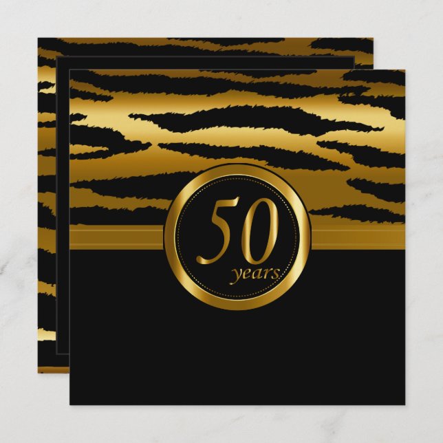 Happy 50th Anniversary Years | Zebra Pattern Invitation (Front/Back)