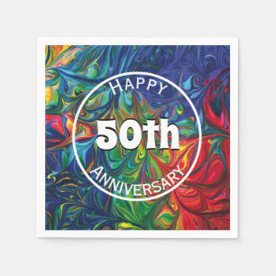 HAPPY 50TH Birthday Anniversary Abstract Custom Napkin