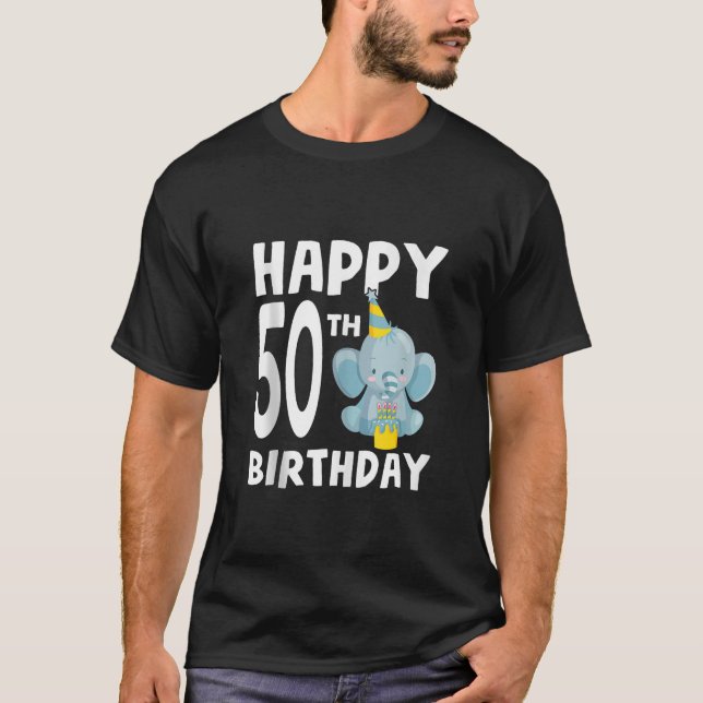 Happy 50th Birthday Boy Baby Elephant 50 Year Old  T-Shirt (Front)