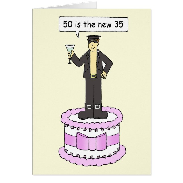Happy 50th Birthday Cartoon, 50 is the new 35. (Front)