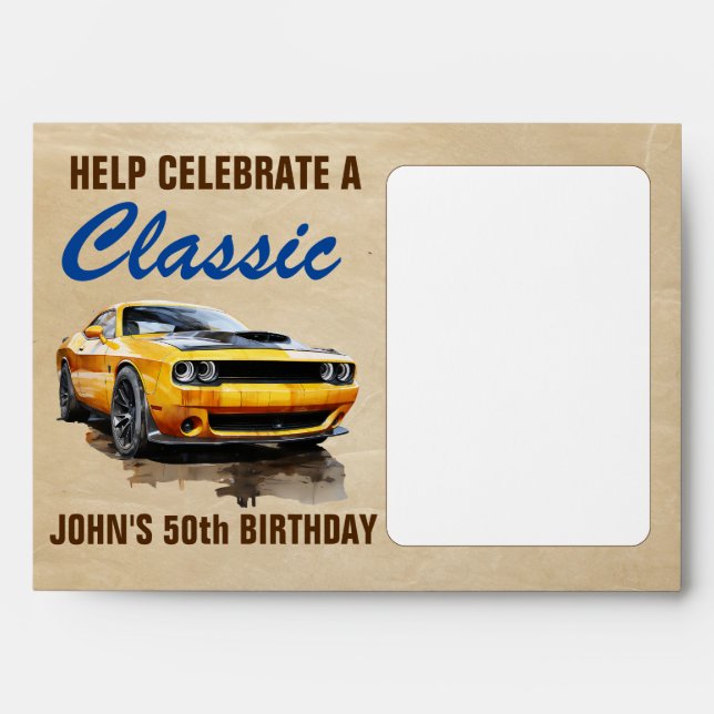 Happy 50th Birthday Classic Muscle Car  Envelope (Front)