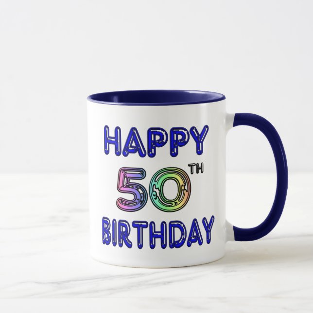 Happy 50th Birthday Coffee Cup and Travel Mugs (Right)