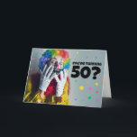 Happy 50th Birthday Creepy Clown Humour  Holiday Card<br><div class="desc">This creepy clown is shocked to learn about someone turning 50! A humourous and scary way to poke some fun and with them a Happy 50th Birthday!</div>