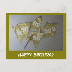 Happy 50th Birthday Cust. Text Postcard