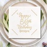 Happy 50th Birthday Fifty Personalized Name Foil Napkins<br><div class="desc">Happy 50th Birthday Fifty Personalized Name Real Foil Stamped Paper Napkins features the text "happy 50th Birthday" with your personalized name below in modern calligraphy script typography. Perfect for fiftieth birthday parties. Created by Evco Studio www.zazzle.com/store/evcostudio</div>