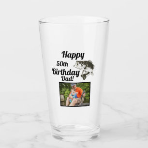 Happy 50th Birthday Fishing Photo Bass Fish Hobby Glass