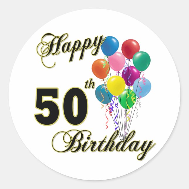 Happy 50th Birthday Gifts and Birthday Apparel Classic Round Sticker (Front)