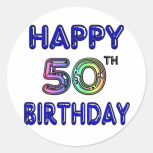 Happy 50th Birthday Gifts and Birthday Apparel Classic Round Sticker