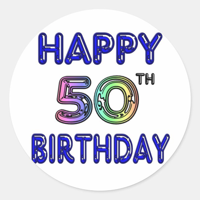 Happy 50th Birthday Gifts and Birthday Apparel Classic Round Sticker (Front)