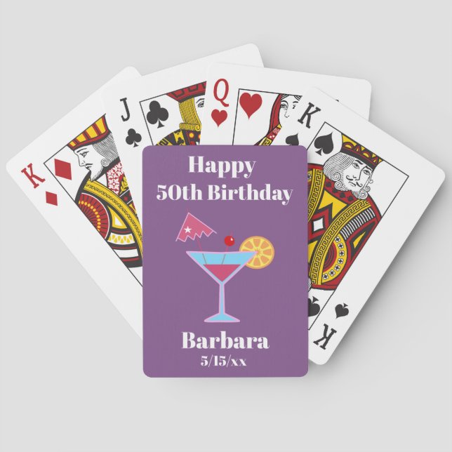Happy 50th Birthday Martini Playing Cards (Back)