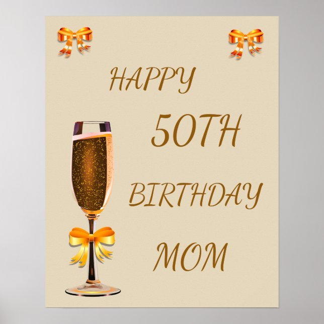 Happy 50th Birthday Mom Poster (Front)